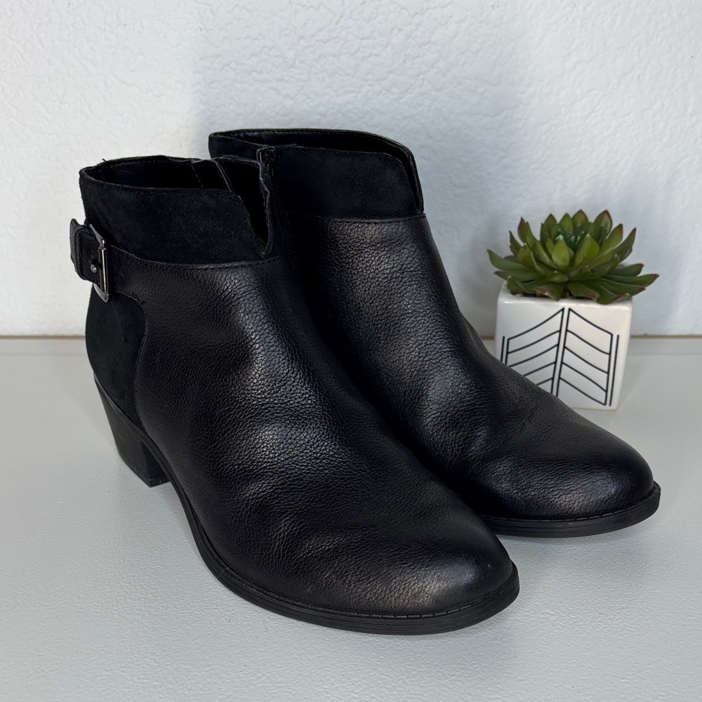 Naturalizer Wanya Black Leather Ankle Boots Size 8.5 W - Picture 3 of 14